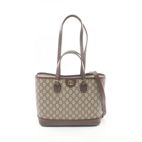 Gucci Handbags - Gucci Beige and Brown Signature Tote